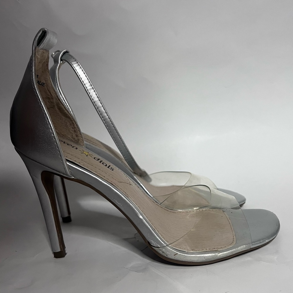 Silver Clear Heels | Size 6